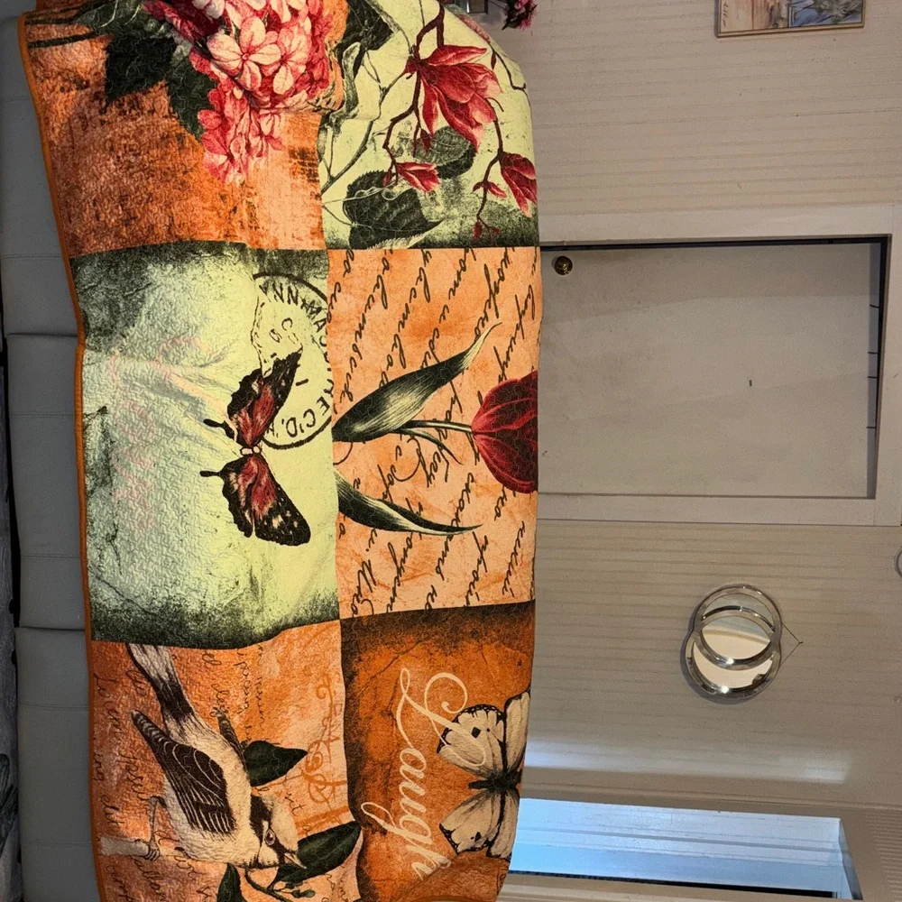 Orange Comforter butterfly, and birds  Set